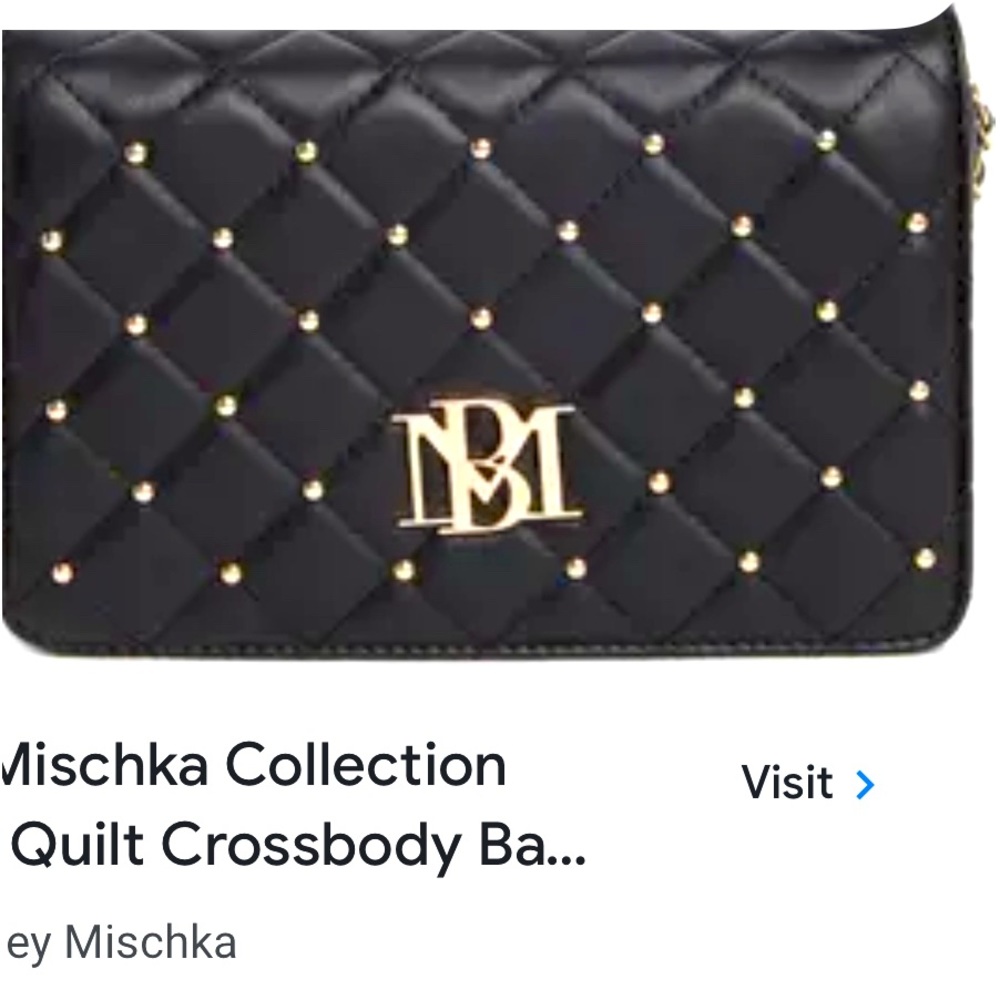 Bradley Mishka, big diamond cross body with round studs black